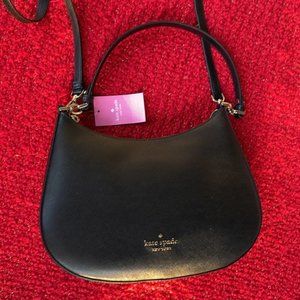 Kate Spade Staci Saffiano Leather Shoulder Bag Black